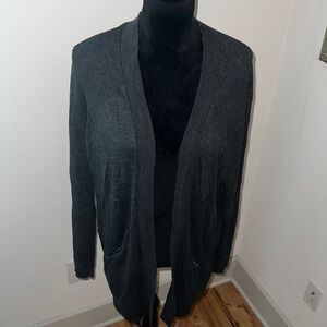 Apt.9 Sz XL ribbed cotton‎ blend open cardigan long sleeves front zip pockets